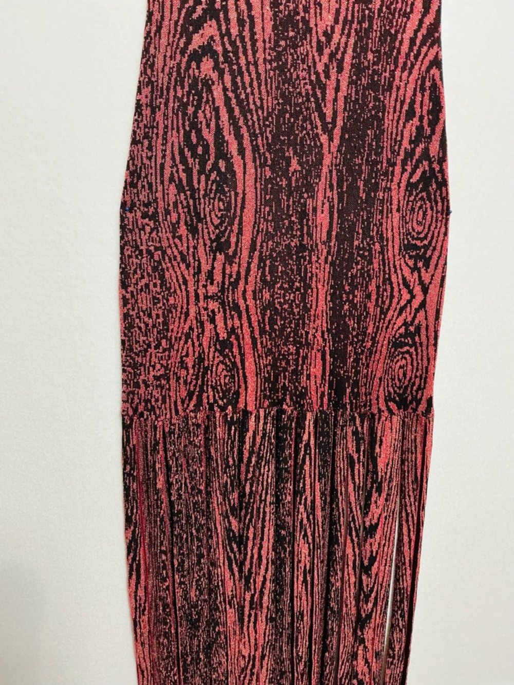 MISA Los Angeles Woodgrain Metallic Fringe Midi Dress - Size M - Picture 6 of 13